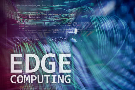 EDGE computing, internet and modern technology concept on modern server room background.の写真素材