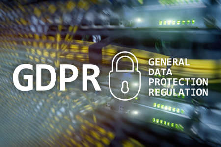 GDPR, General data protection regulation compliance. Server room background.の写真素材