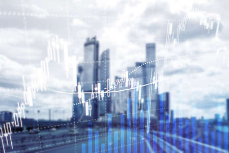 Forex trading, Financial market, Investment concept on business center background.の写真素材