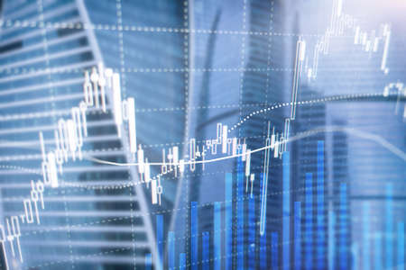 Forex trading, Financial market, Investment concept on business center background.の写真素材