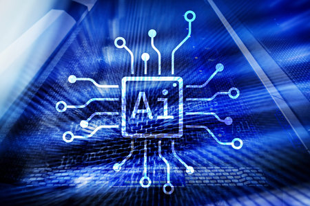 AI, Artificial intelligence, automation and modern information technology concept on virtual screen.