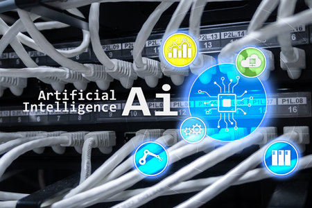 AI, Artificial intelligence, automation and modern information technology concept on virtual screen.