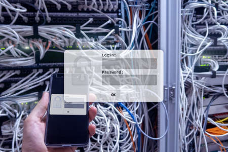 Server room, login and password request, data access and security.の写真素材