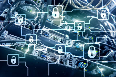 Blochain information encryption. Cyber security, crypto currency.の写真素材