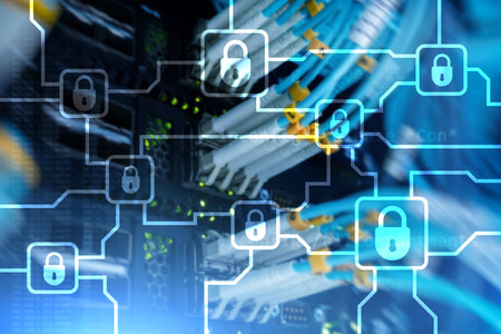 Blochain information encryption. Cyber security, crypto currency.