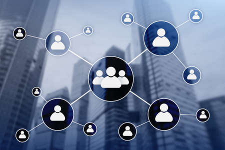HR - Human resources management concept on blurred business center background.の写真素材