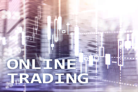 Online trading, FOREX, Investment concept on blurred business center background.の写真素材