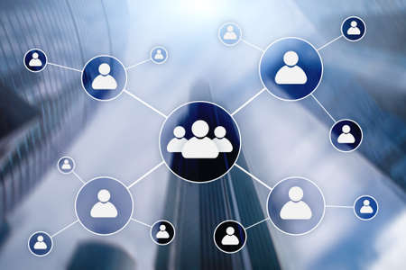 HR - Human resources management concept on blurred business center background.の写真素材