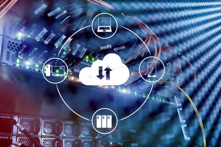 CLoud server and computing, data storage and processing. Internet and technology concept.の写真素材