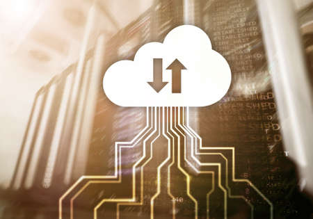 CLoud server and computing, data storage and processing. Internet and technology concept.の写真素材