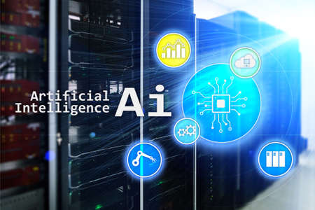 AI, Artificial intelligence, automation and modern information technology concept on virtual screen.の写真素材