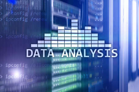 Big Data analysis text on server room background. Internet and modern technology concept.の写真素材