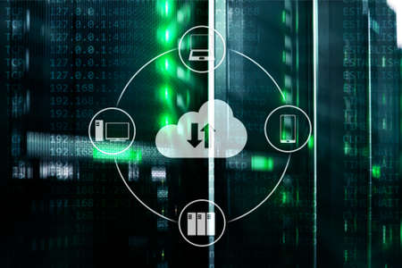 CLoud server and computing, data storage and processing. Internet and technology concept.の写真素材