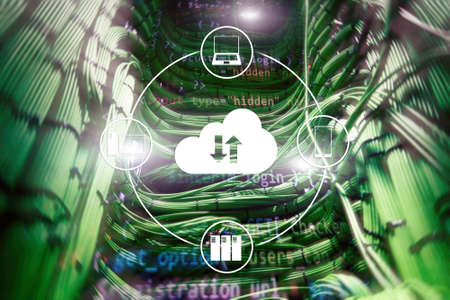 CLoud server and computing, data storage and processing. Internet and technology concept.の写真素材