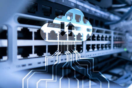CLoud server and computing, data storage and processing. Internet and technology concept.の写真素材