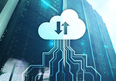 CLoud server and computing, data storage and processing. Internet and technology concept.の写真素材