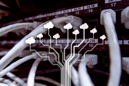 CLoud server and computing, data storage and processing. Internet and technology concept.の写真素材