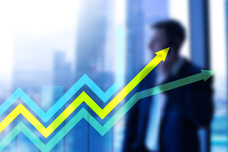Financial growth arrows graph. Investment and trading concept.