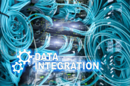 Data integration information technology concept on server room background.の写真素材