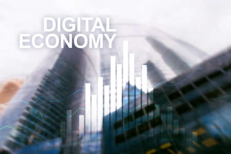 DIgital economy, financial technology concept on blurred background.の写真素材