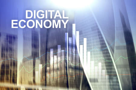 DIgital economy, financial technology concept on blurred background.の写真素材