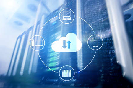 CLoud server and computing, data storage and processing. Internet and technology concept.の写真素材
