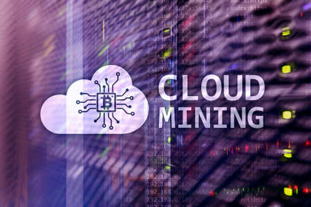 Cloud computing, data or cryptocurrency (Bitcoin, Ethereum) mining in data center. Server room background.の写真素材