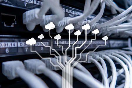 CLoud server and computing, data storage and processing. Internet and technology concept.の写真素材