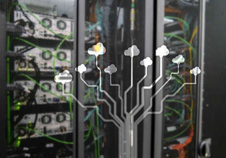 CLoud server and computing, data storage and processing. Internet and technology concept.の写真素材