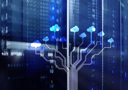 CLoud server and computing, data storage and processing. Internet and technology concept.の写真素材