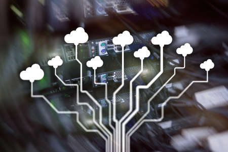 CLoud server and computing, data storage and processing. Internet and technology concept.の写真素材