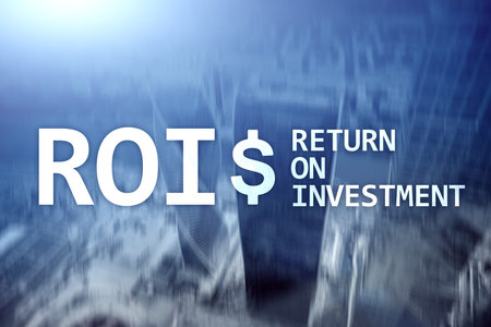ROI - Return on investment, Financial market and stock trading concept.