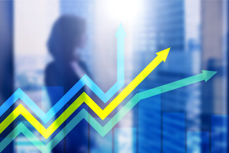 Financial growth arrows graph. Investment and trading concept.