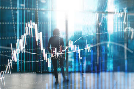 Forex trading, Financial market, Investment concept on business center background.の写真素材