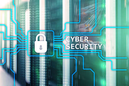 Cyber security, information privacy and data protection concept on server room background.の写真素材
