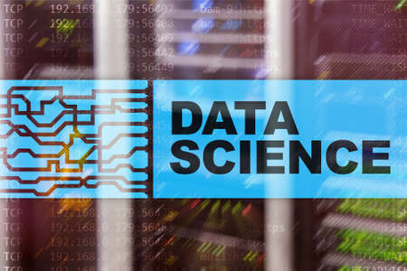 Data science, business, internet and technology concept on server room background.の写真素材