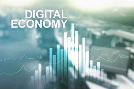 DIgital economy, financial technology concept on blurred background.の写真素材