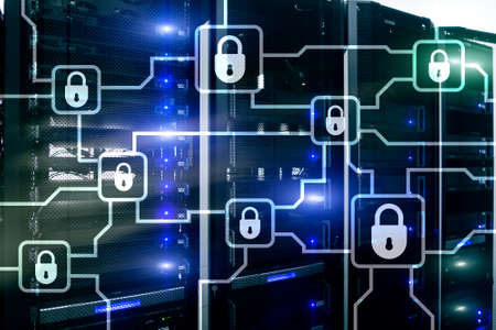 Blochain information encryption. Cyber security, crypto currency.
