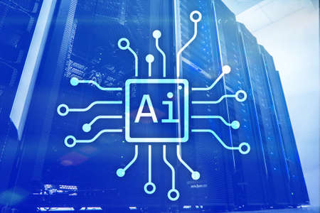 AI, Artificial intelligence, automation and modern information technology concept on virtual screen.の写真素材