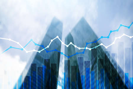 Double exposure financial graphs and diagrams.