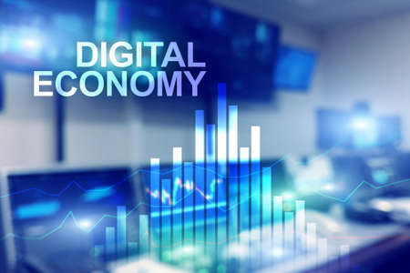 DIgital economy, financial technology concept on blurred background.の写真素材