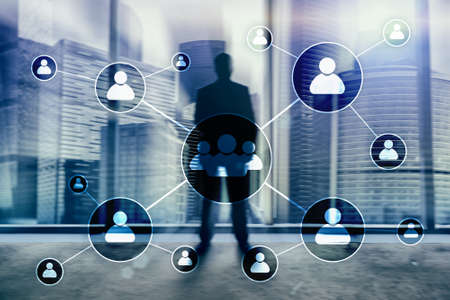 HR - Human resources management concept on blurred business center background.の写真素材