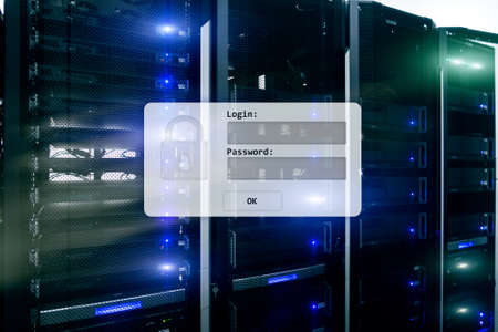 Server room, login and password request, data access and security.の写真素材