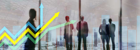 Financial growth arrows graph. Investment and trading concept.の写真素材
