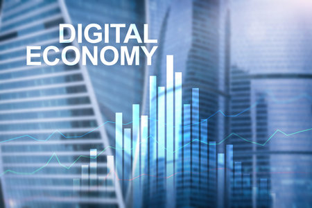 DIgital economy, financial technology concept on blurred background.の写真素材
