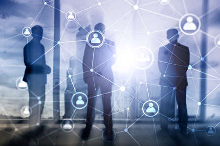 Double exposure people network structureþþ HR - Human resources management and recruitment concept.の写真素材
