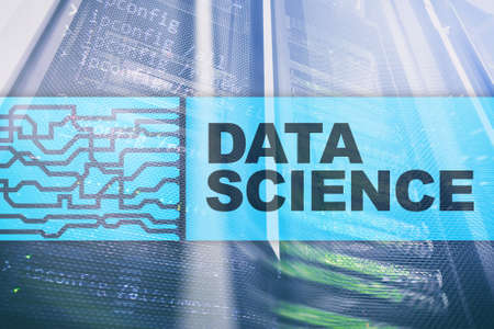Data science, business, internet and technology concept on server room background.の写真素材
