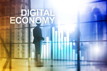 DIgital economy, financial technology concept on blurred background.の写真素材
