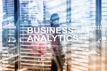 Business analytics concept on double exposure background.の写真素材