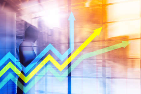 Financial growth arrows graph. Investment and trading concept.の写真素材